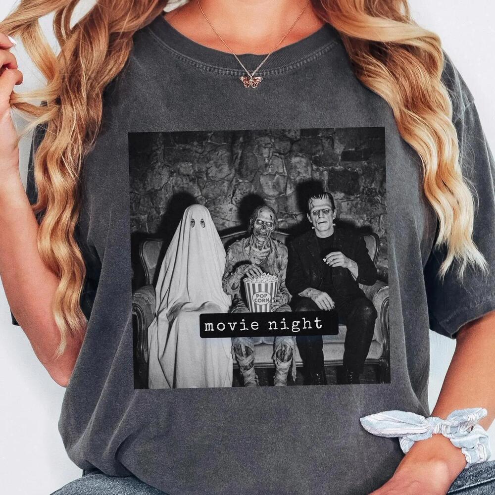 Retro 90s Halloween Horror Movie Night Funny Vibes T Shirt